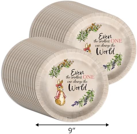 Birthday Galore Peter Rabbit Girl's Baby Shower - 32 Piece Disposable Party Supplies - Spring Baby Shower Decorations - Round Party Plates - Large 9" Paper Plates In Bulk - Image 2