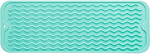 MicoYang Silicone Dish Drying Mat for Multiple Usage,Easy clean,Eco-friendly,Heat-resistant Silicone Mat for Kitchen Counter,Sink,Bar,Bottle,or Cup Mint M 17 inches x 6 inches by MicoYang