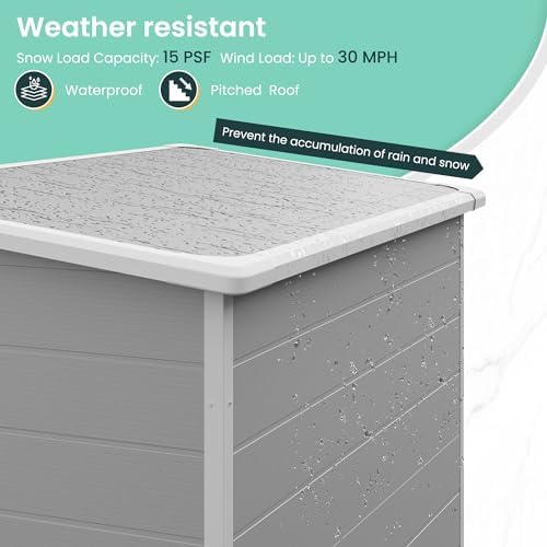 UDPATIO Outdoor Storage Shed 5x3 FT, Garden Resin Shed with Floor, Grey - Image 5