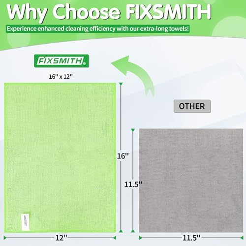 FIXSMITH Sage Green Microfiber Cleaning Cloth -Pack of 12, Highly Absorbent Cleaning Rags, 16"X12" All Purpose Cleaning Towels for Housekeeping, Kitchen, Car, Lint Free and Reusable Microfiber Towels - Image 3