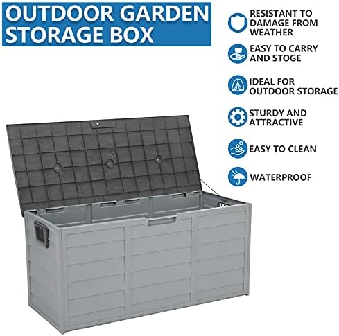 Deck Box, 75Gallon Large Resin Deck Box,Waterproof Outdoor Storage, Indoor Outdoor Organization for Patio Furniture, Garden Tools,Grey - Image 4