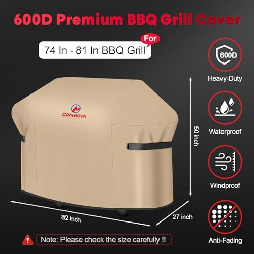 Comnova Grill Cover 82 Inch - 600D BBQ Cover for Outdoor Grill Heavy Duty & Waterproof, Large Barbecue Gas Grill Covers for Weber, Char-Broil, Nexgrill, Monument, Dyna-glo, Brinkmann and More - Image 2