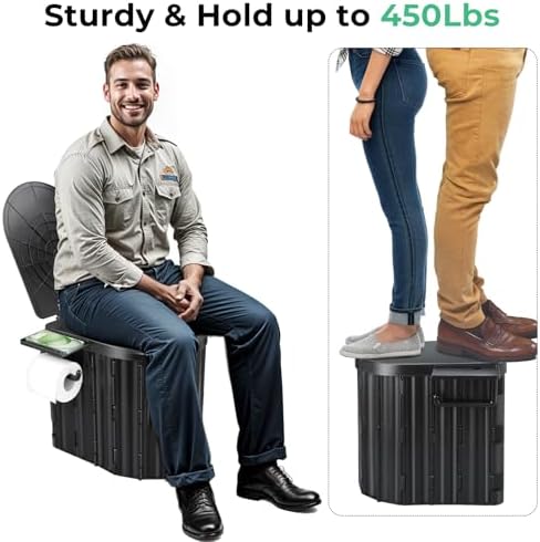 Sckee Camping Toilet, Portable Toilet for Adults, Portable Travel Folding Toilet with Lid and Paper Holder, Compact Potty for Car, Camp Toilet Portable Toilet for Camping, Hiking,Truck, RV, Beach - Image 3