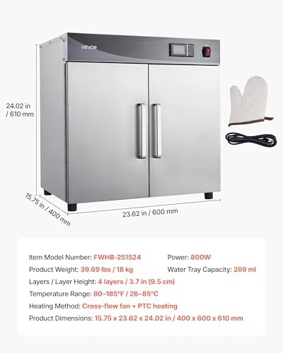 VEVOR Commercial Electric Food Warmer 4-Tier Stainless Steel Double-Door - Image 7