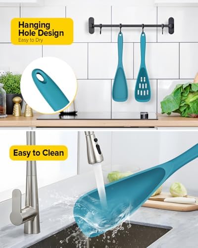 BUNDLEPRO Silicone Cooking Spoons for Nonstick Cookware, One-Piece, 2 Pack - Image 6