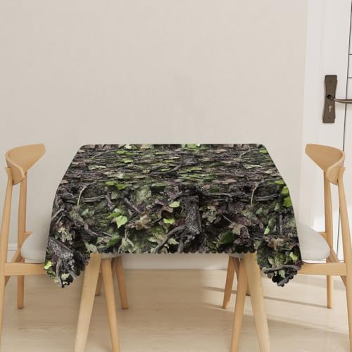 Camouflage Hunting Tablecloth 54x54 Inch Square Leaves Branches Camo Hunting Tablecloths Polyester Table Cloth for Holiday Parties Kitchen Dining Indoor Outdoor - Image 2