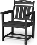 HDPE Outdoor Patio Dining Chairs with Wide Seat, Oversized, Black by Suunyn