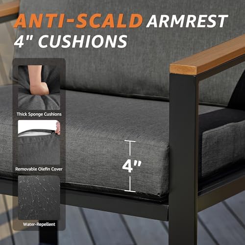 NATURAL EXPRESSIONS 4 Pieces Patio Furniture Sets, Modern Metal Patio Set - Image 4