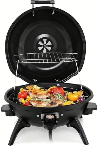 Electric Grill, Techwood Outdoor Electric BBQ Grill, Portable1600W Tabletop Grill for Party, Patio & Backyard Use, Black by Techwood
