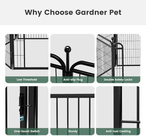 Gardner Pet Dog Playpens, 40" H 16 Panels Dog Pen Outdoor/Indoor Dog Fence Exercise Pen for Small/Medium/Large Dogs, Foldable Pet Play Yard Gate with Gravity Automatic Lock, Pet Playpen, Black - Image 6