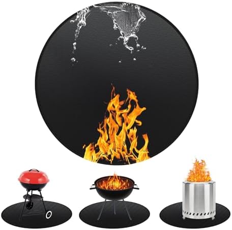 40" Round Fireproof Grill Mat for Deck & Patio, Double-Sided Silicone Coated Fiberglass, Heat Resistant Up to 2000°F, Reusable Under Grill Deck Protector for Fire Pit, Smokeless Stove, Outdoor BBQ by Unknown