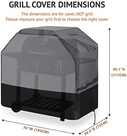600D Oxford Heavy Duty BBQ Grill Cover 76Wx28Dx46H, Water Resistant - Image 3