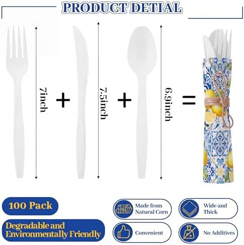 400 Pcs Capri Lemon Party Supplies for 100 Guests Disposable Set - Image 2