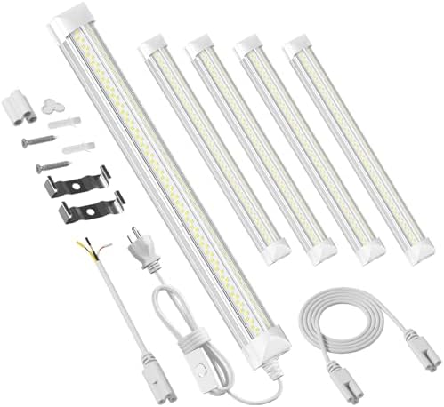 ELEKICO 4 Pack 2ft Led Shop Lights, 6000k 40w 5600lm 24 Inch Led Light Fixture Power Cord Wth on/Off Switch, Linkable 2ft Shop Light for Small Garage Ceiling Storage Area Workbench Basement Attic by ELEKICO