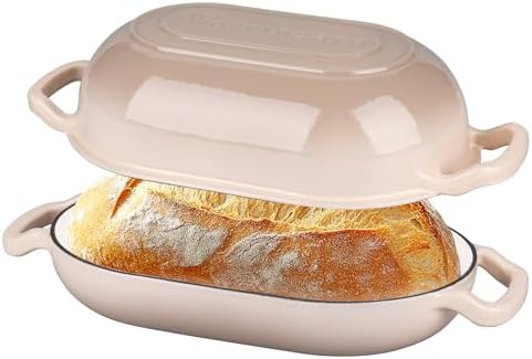 VORRINGARD Enameled Cast Iron Sourdough Bread Oven, Dutch Oven, Loaf Cast Iron Bread Pan for Homemade Bread Baking, Meatloaf Pan with Lid, 5QT, Latte by Unknown