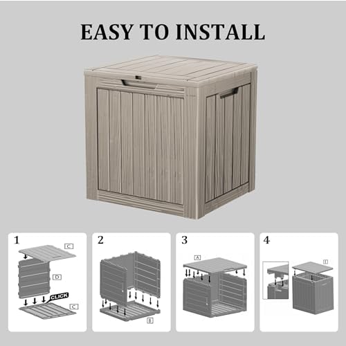 Outdoor Storage Box, 35 Gallon Waterproof Deck Box, Quick Snap-Lock Resin Cabinet for Seat Pillows, Patio Blankets, Lockable End Table Beverage Stand, Apartment Deck, Grey - Image 6