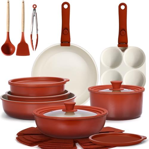GiPP 21PCS Pots and Pans Set Nonstick Cookware Set with Detachable Handle by GiPP