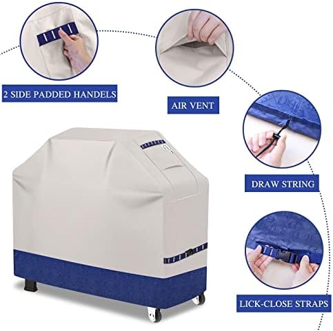 59 Inch Grill Cover Waterproof for Weber Genesis, Navy - Image 4