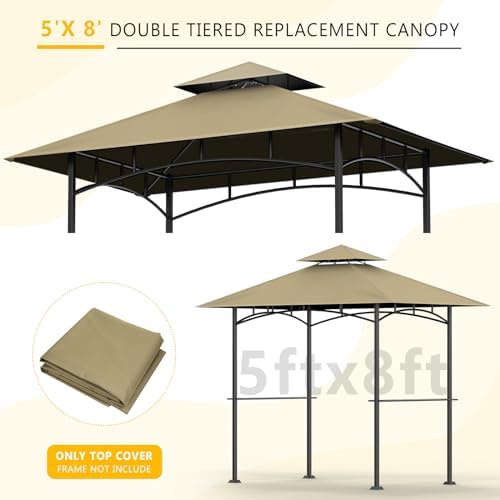 Grill Gazebo Canopy Replacement, 5 x 8 Ft, Khaki - Image 5