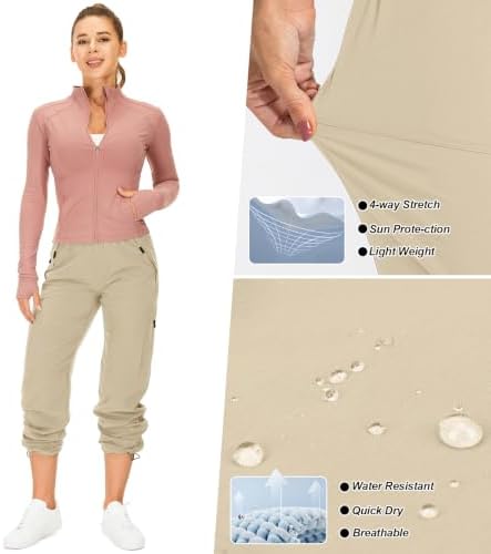 Toomett Women‘s Hiking Cargo Pants UPF 50 Quick Dry with Zipper Pockets - Image 4
