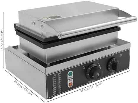 Commercial Waffle Maker, 1550W Electric Abalone Shape Waffle Machine, Stainless Steel Waffle Iron Baker with Non-Stick Coating, 122-572℉ Temperature Adjustable, for Restaurant, Snack Bar - Image 4