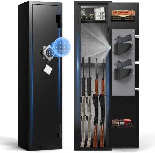 2-3 Gun Safes, Rifle Safe for Home with No Assembly Needed, Gun Safe for Rifles with Quick Access, Gun Cabinets with Mute Mode, Rifle Gun Safe with Removable Shelf, 52”H Gun Safe Rifle by ANXINWEI