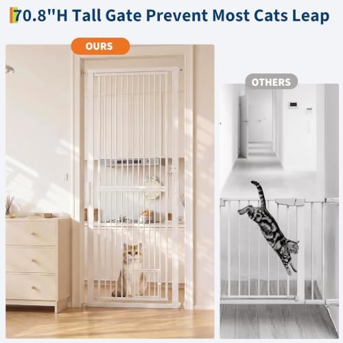 71" Extra Tall Pet Gate for Cats, 30.3-40.9'' Width Adjustable Cat Fence - Image 3