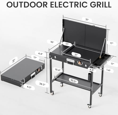 AEWHALE 2-in-1 Outdoor Table & Electric Grill 1800W - Image 2