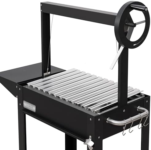 KoolMore 50 in. Charcoal Grill BBQ, Santa Maria Argentine Outdoor Grill with Interchangeable V Grates, Heavy Duty Barbecue Grilling Grill, Black - Image 7