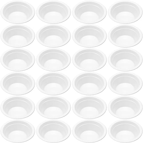 24 Pack 12 oz Disposable Plastic Bowls Dessert, Ice Cream, Salad, Soup Serving Cups for Party, Picnic, Food Snacks (White) by Unknown