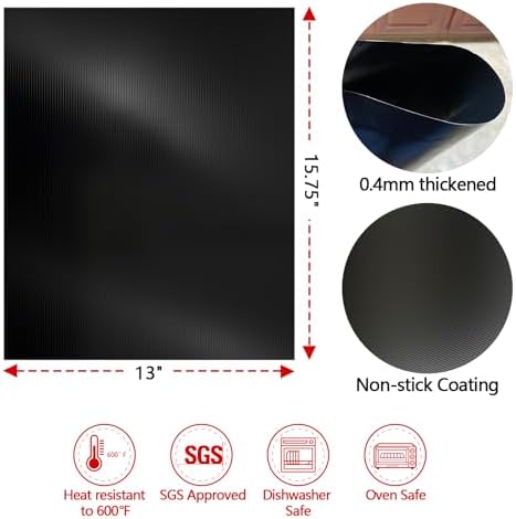 UBeesize 2 Pack 0.4mm Extra Thick 600 Degree Non Stick BBQ Grill Mat - Image 5