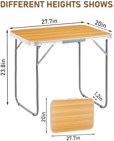 Outvita 2.3ft Portable Folding Camping Table Lightweight Suitcase Wood - Image 3