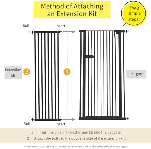 Lumizone Extra Tall Cat Gate Extension Kit 61.02" High 16.73" Wide Black - Image 2