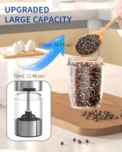 CIRCLE JOY Gravity Electric Salt and Pepper Grinder Set Automatic Salt and Pepper Grinder Set with LED Light, Battery Operated, Adjustable Coarseness, Large Capacity, for Home Kitchen BBQ, Blue - Image 5