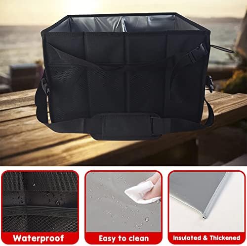 Large Capacity BBQ Tools Carry Bag, Grill Caddy with Paper Towel Holder, BBQ Grill Accessories Organizer Bag Barbecue Foods Storage Bag for Outdoor Picnic, Camper, Travel, Car, RV (Black) - Image 4