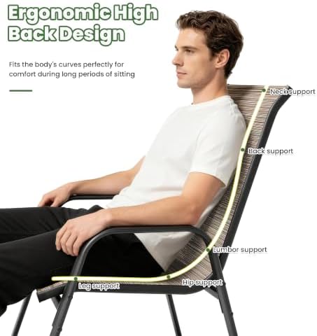 7 Pieces Outdoor Patio Furniture Set with 48" 55000 BTU Round Propane Fire Pit Table,Patio Dining Set Outdoor Conversation Sets 6 Teslin Chairs for Deck,Backyard and Garden - Image 5