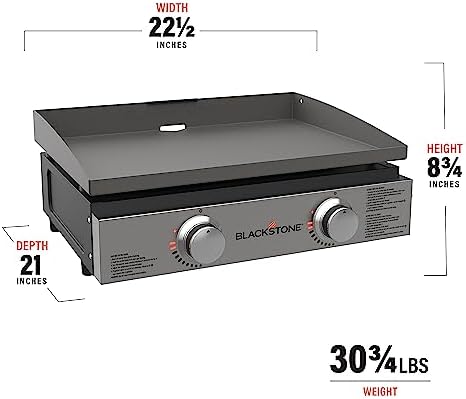 Blackstone 22" Tabletop Grill without Hood- Propane Fuelled – 22 inch Portable Gas Griddle with 2 Burners - Rear Grease Trap for Kitchen, Outdoor, Camping, Tailgating or Picnicking (1666) - Image 3