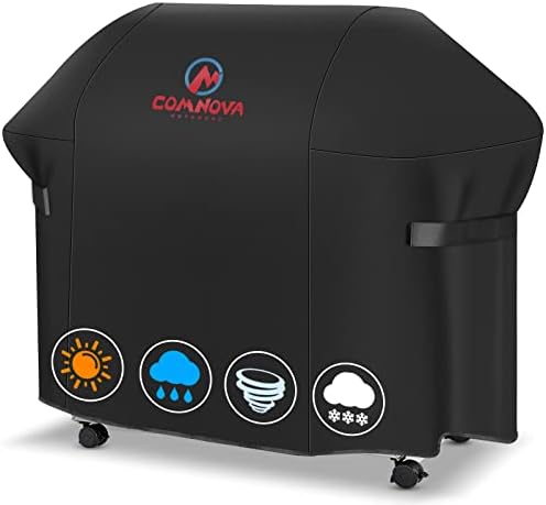 Comnova Grill Cover 58 Inch - 600D BBQ Gas Grill Cover Waterproof Heavy Duty, Premium Barbecue Covers for Weber Genesis 300 Series Grill, Char-Broil, Monument, Brinkmann, Dyna-glo, Nexgrill and More by MCOMNOVAOUTDOORS