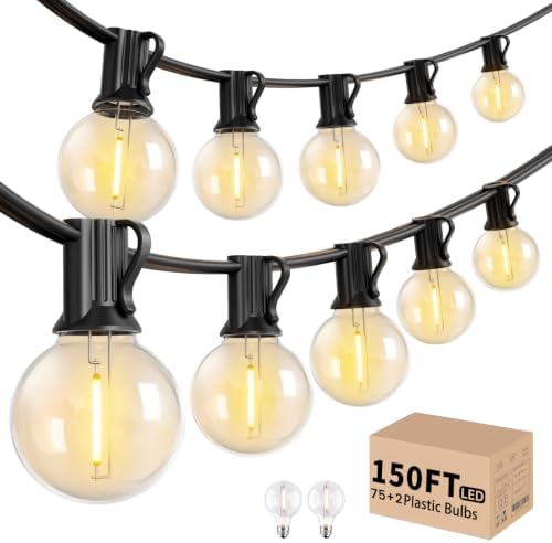 LACHON Outdoor String Lights Waterproof 150 FT with 75 G40 IP65 Bulbs by LACHON