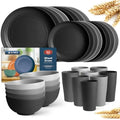 Teivio 32-Piece Plates and Bowls Sets for 8, Wheat Straw Dinnerware Sets by Teivio