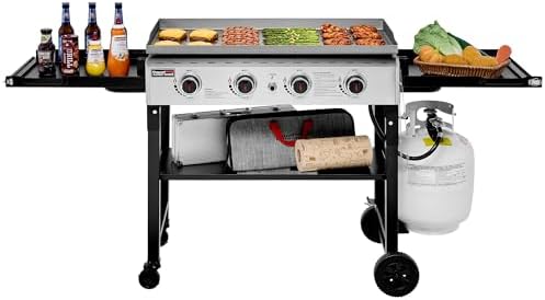 Royal Gourmet GB4001F 4-Burner Propane Griddle for Outdoor, Folding Shelves by RoyalGourmetCorp
