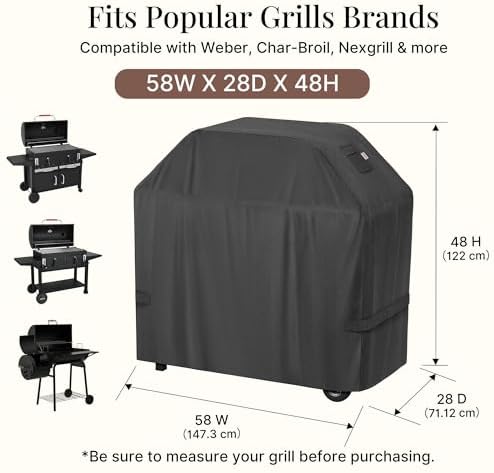 iBirdie Outdoor Grills Cover 58 x 28 x 48 inch, Waterproof, 600D Heavy Duty - Image 2
