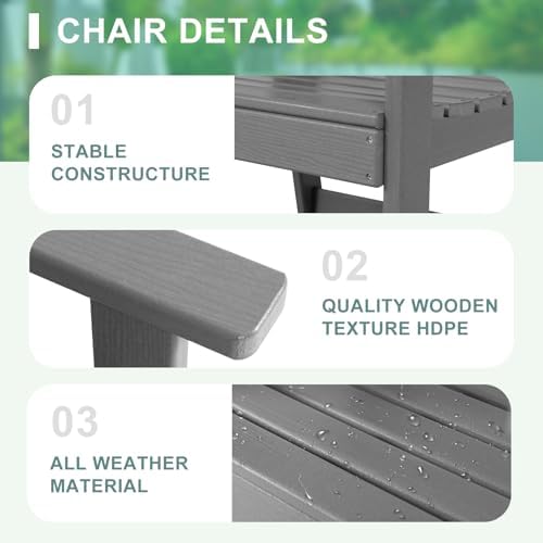 FUNBERRY Outdoor Dining Chairs Set of 2, HDPE Patio Chairs for Outside - Image 3