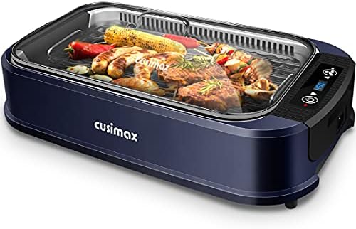 Indoor Grill CUSIMAX Electric Smokeless Grill Portable Korean BBQ, Blue by CUSIMAX