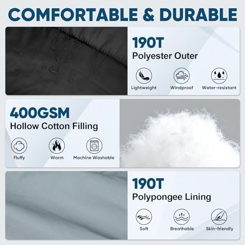 PTEROMY Sleeping Bags for Adults, Lightweight and Machine Washable, Water Resistant Backpacking Camping Sleeping Bag for Warm Cold Weather, Camping Essentials for Hiking Travel - Image 5