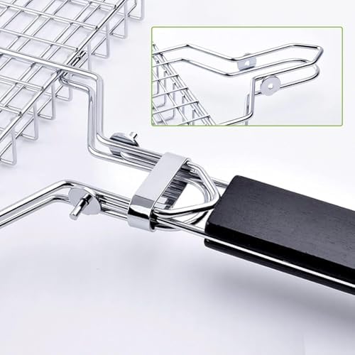 Grill Basket Large Portable Folding BBQ Camping Grilling Rack for Fish, Vegetables, Shrimp, Barbeque Griller Cooking Accessories, Grilling Gifts - Image 4