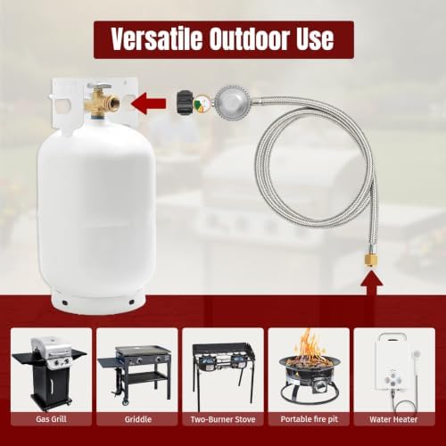 SHINESTAR 6FT Stainless Steel Braided Propane Regulator with Hose and Gauge - Image 5
