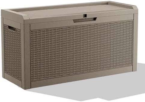 DRATO 70 Gallon Outdoor Storage Box Waterproof, Lockable Resin Deck Box for Patio Furniture, Pool Supplies & Garden Tools, Weatherproof Outside Storage Bin for Backyard Porch (Grey, 70 Gallon) by DRATOprovidesawarmandcozy