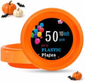 WELLIFE Orange Plastic Plates 10 Inch 50 Count Halloween Plates by WELLIFE