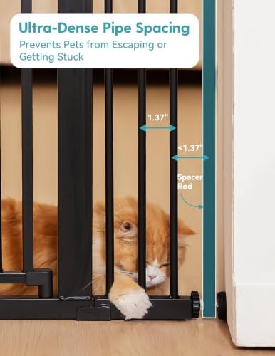 No Pawblems 71" Extra Tall Pet Gate, 29"-43" Wide Pressure Mounted, Black - Image 3